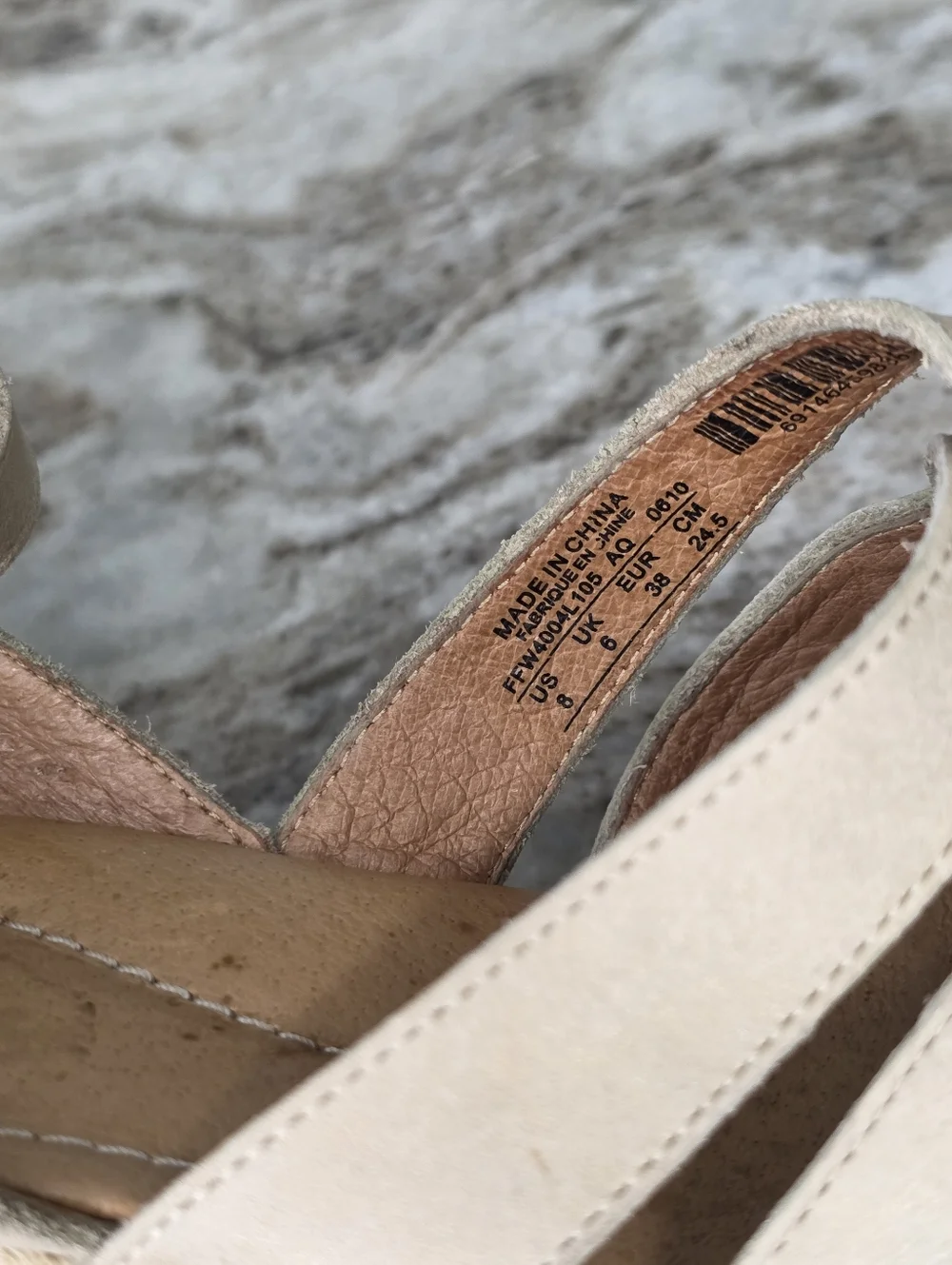 FOSSIL Buff Leather Ankle Strap Wedges Espadrille Sandals Sz 8